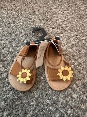 Old Navy Brown Kids Sandals with Yellow Sunflower